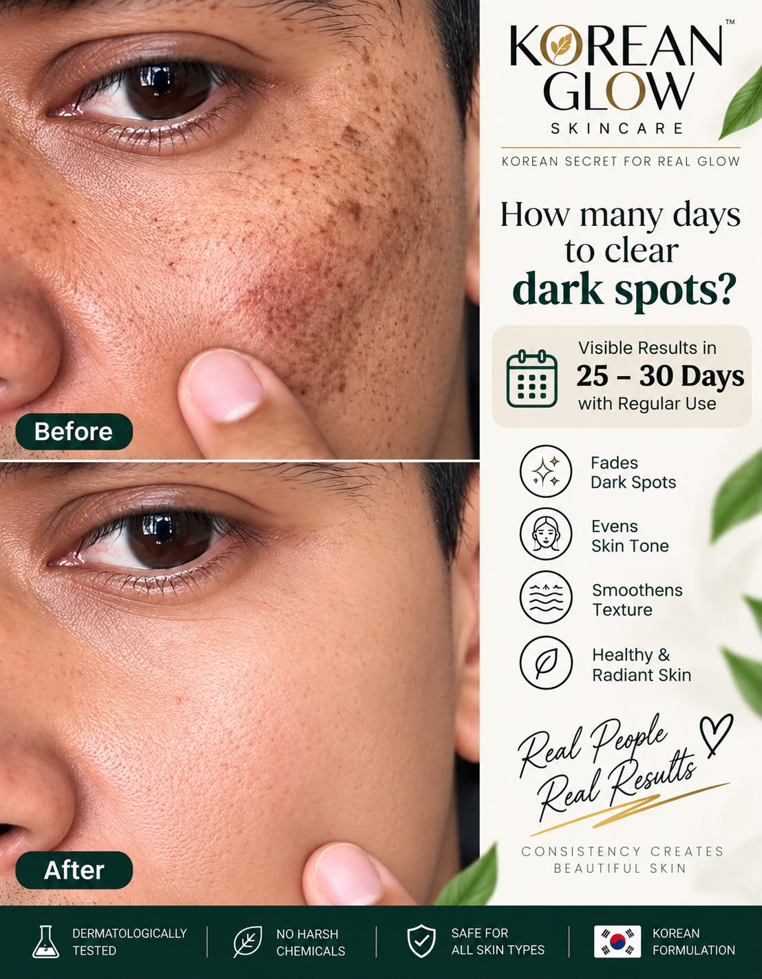 Korean Glass skincare dark spot result photos