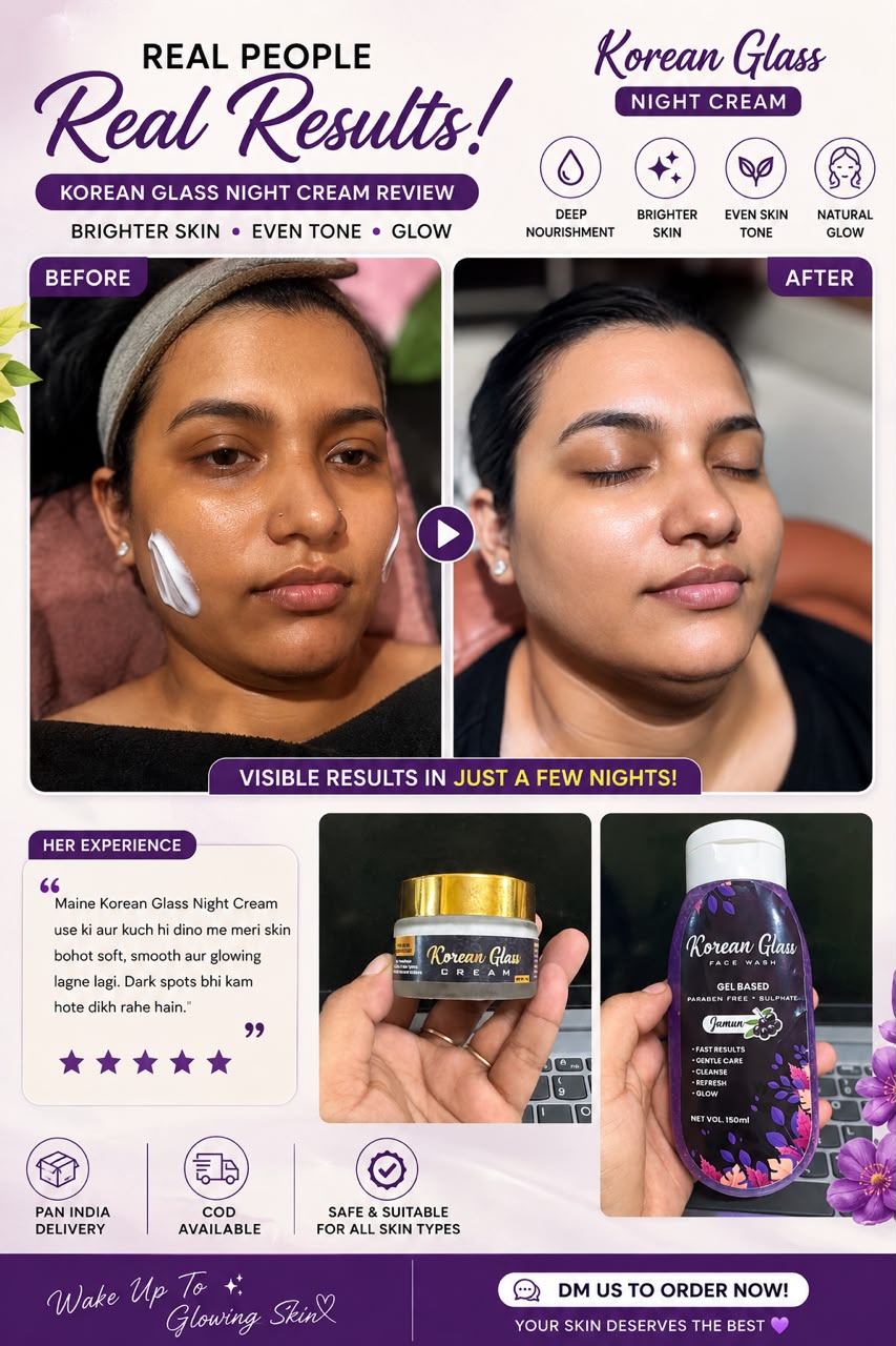 Korean Glass night cream customer review and result photos